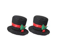 RUNROTOO 2pcs Adjustable Black Pet Hat for Dogs Velvet and Polyester Material Stylish Dapper Design for Christmas Holiday and Halloween Costume