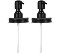RUNROTOO 2pcs Black Mason Jar Lids with Manual Press Design Wear-resistant and Convenient Stainless Steel Soap Dispenser Pump Lid for Mason Jars for Lotion and Bathroom Use