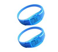 [RUNROTOO] 2pcs Blue Luminous Bracelet Silicone PVC Material Durable Voice Control Function Perfect for Party Concert Decoration Activities Unisex Luminous Wristband
