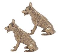 RUNROTOO 2pcs Brass German Shepherd Dog Figurines Wear Resistant Mini Dog Desk Statues for Indoor Decorative Use for Desk and Family Interaction