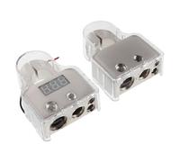 RUNROTOO 2pcs Car Battery Terminals with Digital Voltmeter Display, Positive & Negative Pair, Universal Car Audio Amplifier Power/Ground Distribution Clamps
