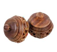 RUNROTOO 2pcs Car Fragrance Diffuser Pendant Set, Hollow Car Air Freshener with Multi-function Wood Bottle, DIY Aromatherapy Fragrance Balls for Vehicle Interior Accessories