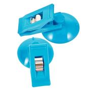 RUNROTOO 2pcs Car Suction Cup Card Holder Clips for Windscreen, Blue Parking Ticket Clip Organizer, Vehicle Ticket and Access Card Mount for Dashboard Use