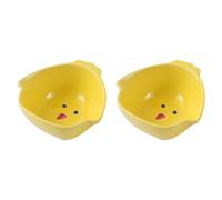 RUNROTOO 2pcs Ceramic Chicken Design Food Feeding Trays for Budgerigar and Parakeet, Larger Capacity, Washable and Clean, Suitable for Daily Feeding Use and Can Be Placed in The Cage