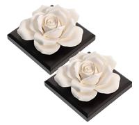 RUNROTOO 2pcs Ceramic Rose Shaped Oil Diffusers for Car and Home, Portable Air Diffuser with Smooth Surface, Unique Design Suitable for Bedroom and Living Room Fragrance
