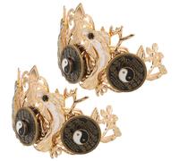 RUNROTOO 2pcs Chinese Hair Pins Taichi Pattern Alloy Hair Crown Lightweight Comfortable Vintage Classic Wuxia Style Accessories for Cosplay and Theme Parties