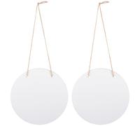 RUNROTOO 2pcs Circular Sublimation Hanging Blank Sign Plaques Made of Synthetic Material with Easy Hanging Rope for Home Decorations and DIY Crafts in Rustic Farmhouse Style