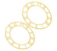RUNROTOO 2pcs Clock Numbers Self Adhesive Acrylic Roman Numeral Clock Dial Face Mirror Wall Decals Round Golden Classic Modern Design Removable Without Damage for Office Decor and Entryway