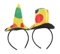 RUNROTOO 2pcs Clown Top Hat Headbands for Adults with Comfortable Cloth and Plastic Material, Unique Design for Halloween Headdress, Carnival Season, Birthday Parties and Holiday Outfits