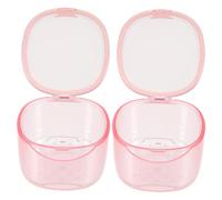 RUNROTOO 2pcs Compact Retainer Cleaning Case with Removable Strainer Basket and Sealing Gasket, PC Material Denture Bath Box for Efficient Drainage and Moisture-resistant Protection,