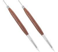 RUNROTOO 2pcs Double End Nail Art Pens with Sandalwood Handle and Silicone Tips Sturdy and Versatile Design for Home Nail Art and Professional Studios