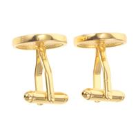 RUNROTOO 2pcs Golden Shamrock Clover Cufflinks for Men, Copper Zircon Business French Cufflinks with Single Handed Operation and Enduring Wear, for Formal and Graduation Occasions