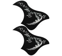 RUNROTOO 2pcs Guitar Pickguard Sticker Bird Mythical Silver Design for Acoustic Electric Guitar Protective Plate Cover Scratching Decor Supplies for Rock Band