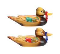 RUNROTOO 2pcs Hand-painted Mandarin Duck Ornaments with Rope, Wooden Mandarin Craft Decoration Set for Living Room and Bedroom Desktop, Colorful Wedding Adorn Collectible Figurines