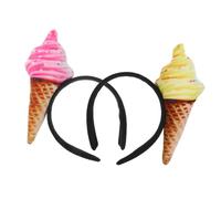 RUNROTOO 2pcs Ice Cream Cone Headbands for Women, Cloth Hair Bands with Comfortable and Secure Fit, Adorable Aesthetic Design for Washing Your Face Or Doing Makeup