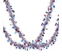 RUNROTOO 2pcs Independence Day Star Garland Decorations with Classic Patriotic Elements Plastic Material for Porch and Door Party Hanging Ornament