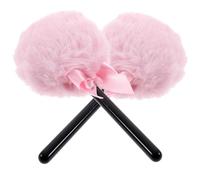 RUNROTOO 2Pcs Lollipop Plush Powder Puff for Loose and Pressed Face Powder, Pink Velvet Makeup Setting Puff with Soft Handle, Travel-Friendly Cosmetic Makeup Tool