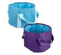 RUNROTOO 2pcs Portable Foot Bath Folding Foot Soak Bucket with Oxford Fabric and Peva Material for Outdoor Use and Self-service Massage
