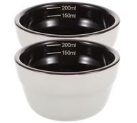 RUNROTOO 2pcs Professional Coffee Cupping Bowl with 150ml/200ml (5.1/6.8oz) Scale, SCA Standard Ceramic Tasting Cup, Wall Heat Retention Evaluation Vessel