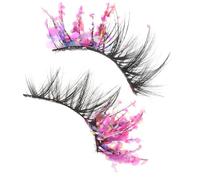 RUNROTOO 2pcs Purple Fiber False Eyelashes Reusable Lash Clusters with More Curling Effect, Decorative Fake Eyelashes for Party and Cosplay Looks