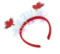 RUNROTOO 2pcs Red Maple Leaf Headbands and Women, Versatile Hair Decoration Made of Felt Cloth with Glitter and Tinsel, Elegant and Stylish Festival Hair Accessories for Party