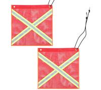 RUNROTOO 2pcs Safety Flag: Oversize Load Warning Banner - Reflective Towing Flag High Visibility Mesh Car Night Safety Banner for Boat Trailer 46x46cm