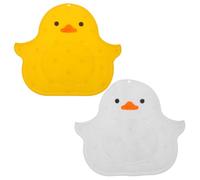 RUNROTOO 2pcs Silicone Foot Scrubber Mat with Small Yellow Animal Design for Shower and Wet Room Use, Exfoliating and Foot Cleaning Massage Pads with Non-Slip Suction Cups for Adults
