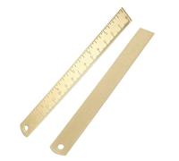 RUNROTOO 2pcs Small Brass Rulers with Dual Scale Engraving, Elegant Craftsmanship and Multi-functional Design, for Drafting, Measuring, and Bookmark Use for Students and Professionals