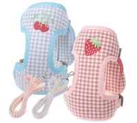 RUNROTOO 2pcs Small Dog Harness Vest with Plaid Print, Polyester Material, Adjustable Chest and Neck Circumference for Dogs and Kittens, Effort Saving Design with Snack Carrying Pocket,