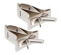 RUNROTOO 2pcs Stainless Steel Bird Food Holder Clips for Parrots and Budgies, Multifunctional Vegetable and Fruit Feeding Clamp with Cuttlefish Bone Fixing, Suitable for Bird Cage