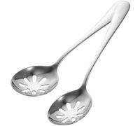 RUNROTOO 2pcs Stainless Steel Small Slotted Spoons for Serving Utensils, Reusable Kitchen Gadgets with Ergonomic Handle for Soup Filtering and Buffet Use