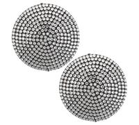 RUNROTOO 2pcs Start Stop Button Cover with Rhinestone, Self-Adhesive Car Engine Ignition Protective Case, Automotive Accessories for Festive Events White