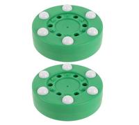 RUNROTOO 2pcs Street Hockey Puck: 6-Ball Roller Design - Low Friction Asphalt Surface - Anti-Bounce Quiet Practice Puck for Driveway and Garage Training Green