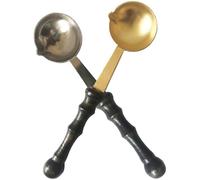 RUNROTOO 2pcs Wax Seal Scoop with Wood Handle, Copper Wax Melting Spoon Set, Easy to Use and Clean, for Getting Your Box Prepared and Invitations Letter Sealing