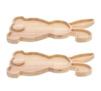 RUNROTOO 2pcs Wooden Bunny Shaped Serving Platters, Rustic Farmhouse Style Snack and Cheese Boards, 11.2x6.9x0.6in Wooden Trays for Easter and Holiday Parties, Versatile Multi-Scene Use