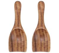 RUNROTOO 2pcs Wooden Coffee Measuring Scoop - Large Scoops for Ground Coffee, Acacia Wood Bean Salt - Loose Tea Shovels Home Kitchen Essential