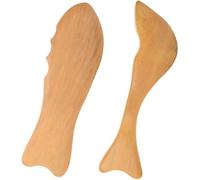 RUNROTOO 2pcs Wooden Fish-Shaped Guasha Scraping Massage Tools with Lightweight Non-Slip Handle for Arms and Feet, for Home and Traveling Use