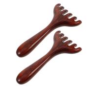 RUNROTOO 2pcs Wooden Head Scratcher with Long Handle, Six-Claw Design Wood Scalp Massager Comb for Home Use and Travel, Convenient Massage Tool Reaches Hard to Reach Areas for Office