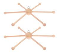 RUNROTOO 2pcs Wooden Mobile Frame Kit: Six-Leg Wooden Wind Chime Equipment Hanger - Baby Nursery Hanger for Crib Mobile DIY Wind Chime - Infant Room Supplies
