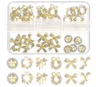 RUNROTOO 30 Pieces Nail Art Charms Set with Shiny Rhinestones Delicate Manicure Decorative Nail Accessories for DIY