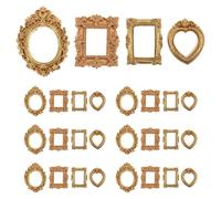 RUNROTOO 32pcs Dollhouse Miniature Picture Frames - Mini Vintage Wall Art Holder - Tiny Baroque Resin Frames - DIY Crafts Photo Holder for Jewelry Displays Table