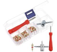 RUNROTOO 32pcs Tire Core Wrench Valve Core Removal Tool Set for Car Motorcycle Bicycle and Installation Repair Kit Sturdy Metal Body Repair Equipment