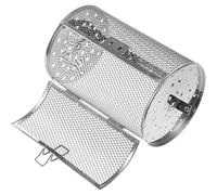 RUNROTOO 360 Rotating Grill Basket Stainless Steel Food Grade No Rust Air Fryer Pan for Oven Silver Kitchen Baking Supplies Suitable for Dried Fruits Almonds 7.1" X 4.7"