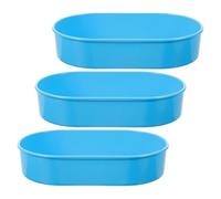 RUNROTOO 3pcs Blue Plastic Medicine Storage Organizer Tray Independent Compartments and Antislip Base for Bedside Medication Rounds in Hospitals, Space-saving and Stackable Design