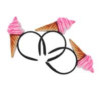 RUNROTOO 3pcs Pink Ice Cream Cone Headbands for Women Hair Accessories Fabric Material Multifunctional Spa Hair Headband Universal Fit for Makeup Application and Occasions
