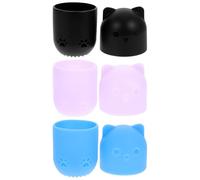 RUNROTOO 3pcs Silicone Beauty Sponge Holders Breathable Makeup Storage Case Portable Cosmetic Puff Box for Women with Hollow Design in Black Purple and Blue