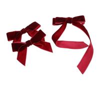 RUNROTOO 3pcs Velvet Bow Hair Clips Set Wine Red Mini Hair Claws for Women and Charming Elegant Style Accessories for Everyday and Special Occasions