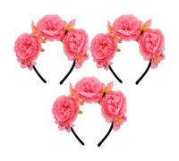RUNROTOO 3pcs Women’s Floral Headbands with Artificial Peony Flowers, Lightweight Comfort Fabric and Plastic Material, Realistic Stylish Hair Crowns for Festivals and Holidays