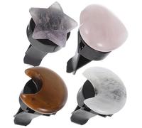 RUNROTOO 4 Pcs Crystals Car Vent Obsidian Clips Aromatherapy Diffuser with Clip-on Installation Assorted Color Moon Heart Star Shapes for Car Interior Fragrance Random Color