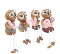 RUNROTOO 4 Pcs Resin Owl Ornament Set, Adorable and Practical Animal Adornments for Home Décor, Creative Sculptures for Living Room Or Garden Decoration